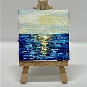 Original Acrylic Art on Mini 3”x3” Canvas on Easel
